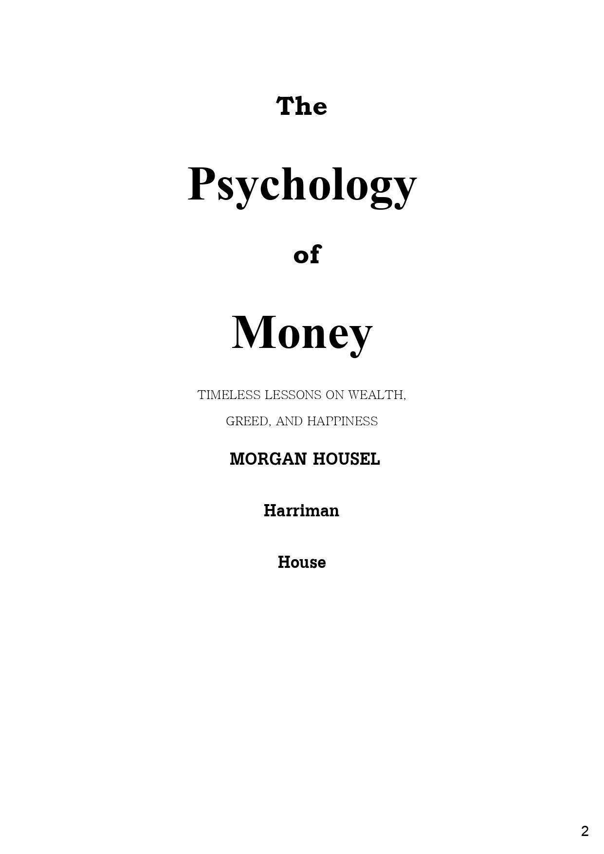 The Psychology of Money book